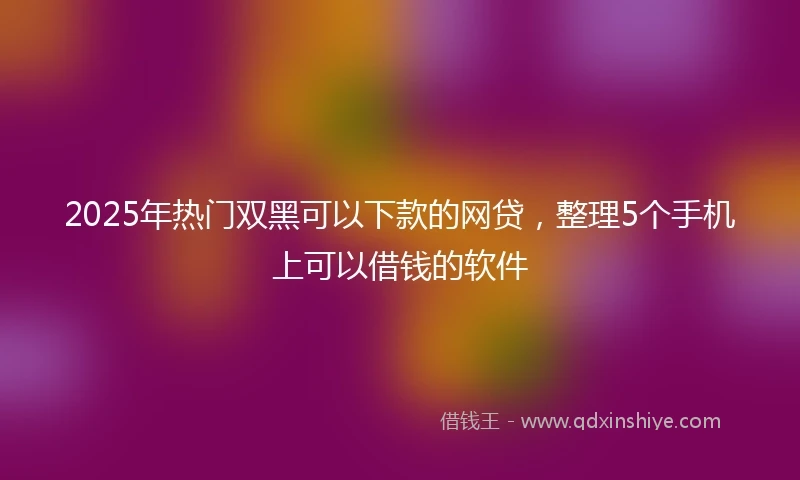 2025年热门双黑可以下款的网贷，整理5个手机上可以借钱的软件