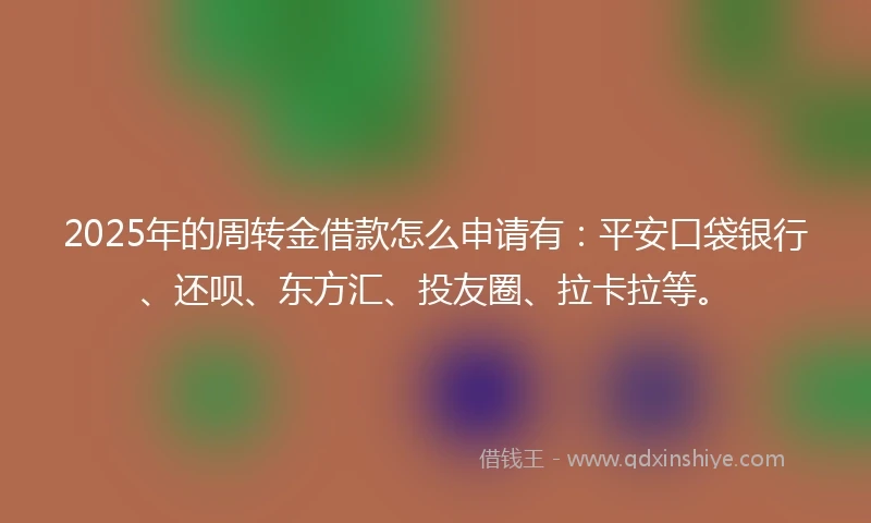 2025年的周转金借款怎么申请有：平安口袋银行、还呗、东方汇、投友圈、拉卡拉等。