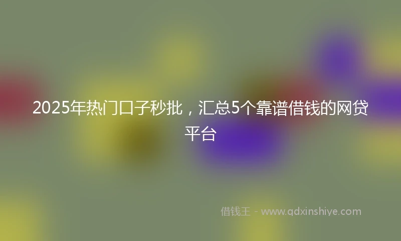 2025年热门口子秒批，汇总5个靠谱借钱的网贷平台