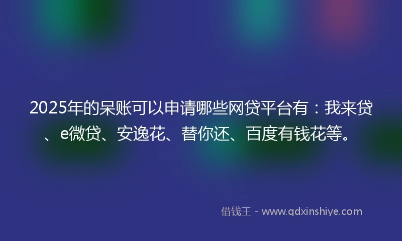 2025年的呆账可以申请哪些网贷平台有：我来贷、e微贷、安逸花、替你还、百度有钱花等。