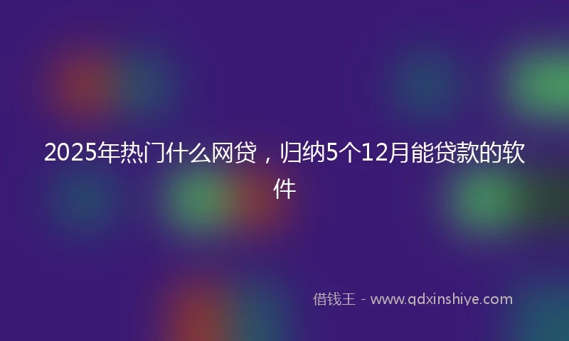 2025年热门什么网贷，归纳5个12月能贷款的软件