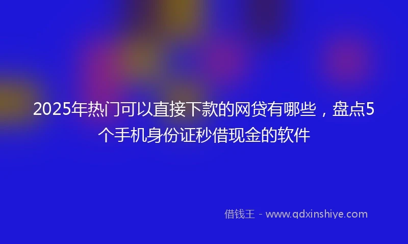 2025年热门可以直接下款的网贷有哪些,盘点5个手机身份证秒借现金的软件