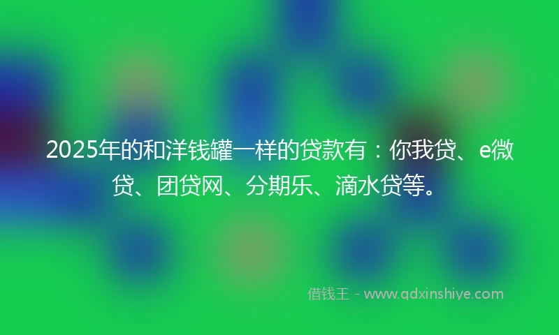 2025年的和洋钱罐一样的贷款有：你我贷、e微贷、团贷网、分期乐、滴水贷等。