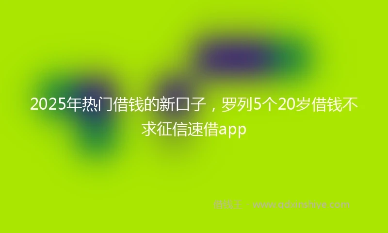 2025年热门借钱的新口子，罗列5个20岁借钱不求征信速借app