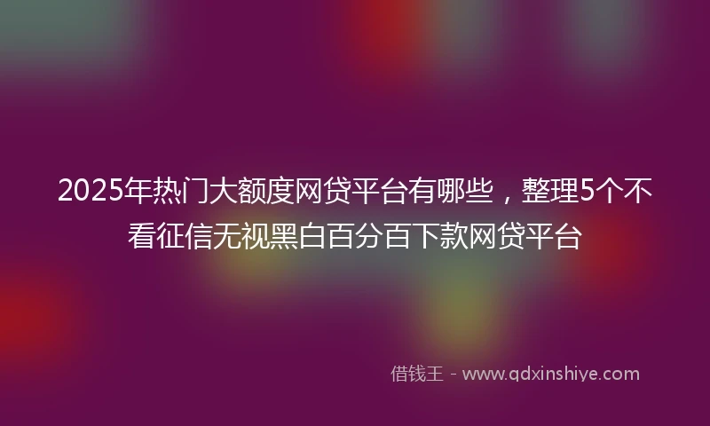2025年热门大额度网贷平台有哪些，整理5个不看征信无视黑白百分百下款网贷平台