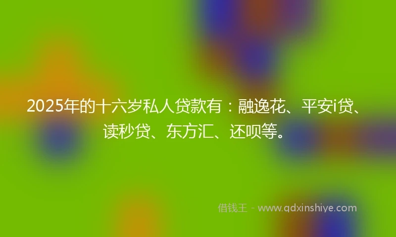 2025年的十六岁私人贷款有：融逸花、平安i贷、读秒贷、东方汇、还呗等。