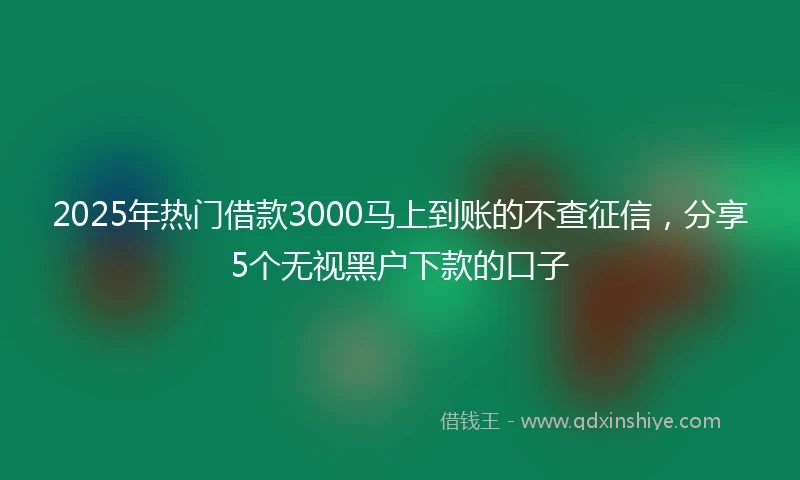 2025年热门借款3000马上到账的不查征信，分享5个无视黑户下款的口子