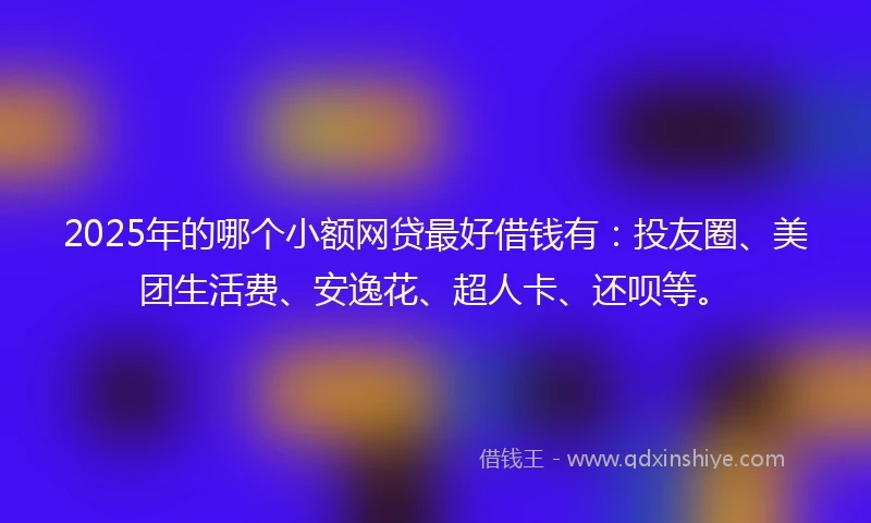 2025年的哪个小额网贷最好借钱有：投友圈、美团生活费、安逸花、超人卡、还呗等。