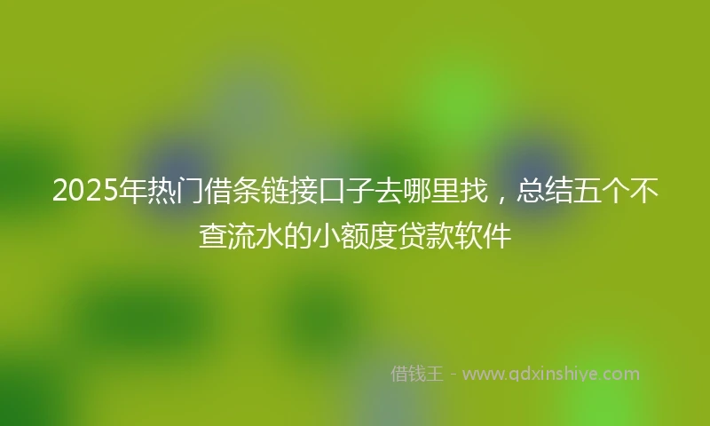 2025年热门借条链接口子去哪里找,总结五个不查流水的小额度贷款软件