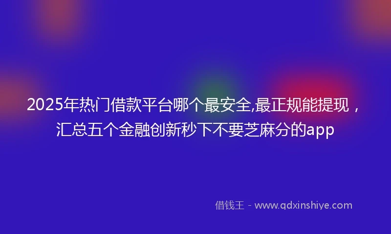 2025年热门借款平台哪个最安全,最正规能提现，汇总五个金融创新秒下不要芝麻分的app
