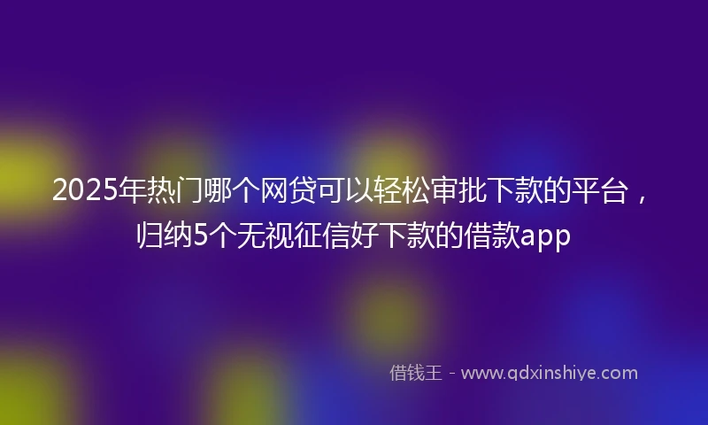 2025年热门哪个网贷可以轻松审批下款的平台，归纳5个无视征信好下款的借款app