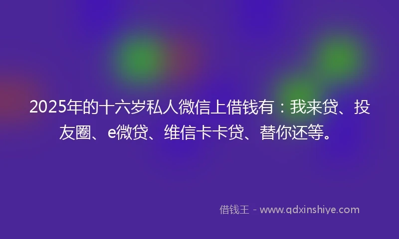2025年的十六岁私人微信上借钱有：我来贷、投友圈、e微贷、维信卡卡贷、替你还等。