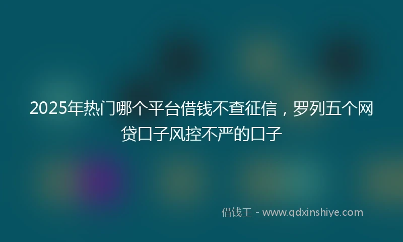 2025年热门哪个平台借钱不查征信,罗列五个网贷口子风控不严的口子
