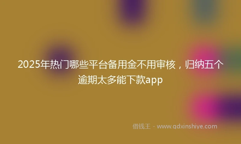 2025年热门哪些平台备用金不用审核，归纳五个逾期太多能下款app