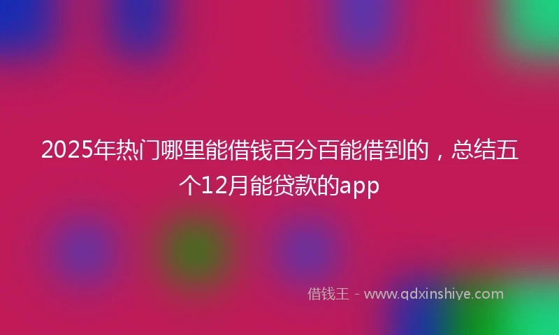 2025年热门哪里能借钱百分百能借到的，总结五个12月能贷款的app