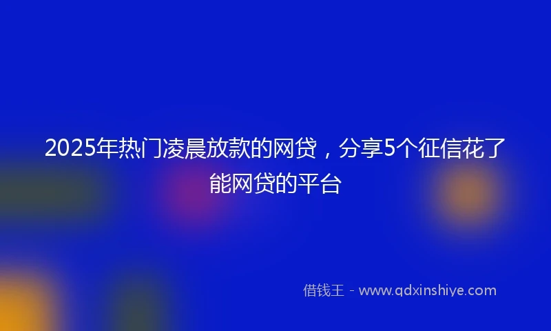 2025年热门凌晨放款的网贷，分享5个征信花了能网贷的平台
