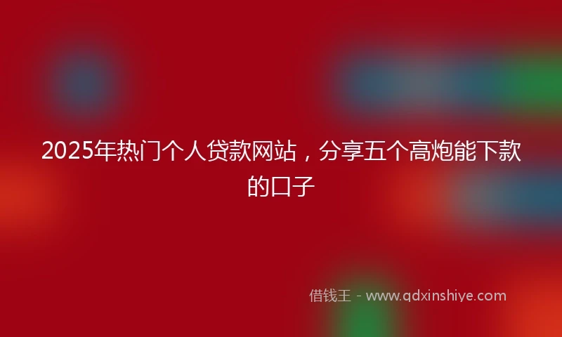2025年热门个人贷款网站，分享五个高炮能下款的口子