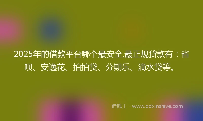 2025年的借款平台哪个最安全,最正规贷款有：省呗、安逸花、拍拍贷、分期乐、滴水贷等。