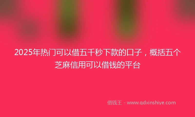 2025年热门可以借五千秒下款的口子，概括五个芝麻信用可以借钱的平台