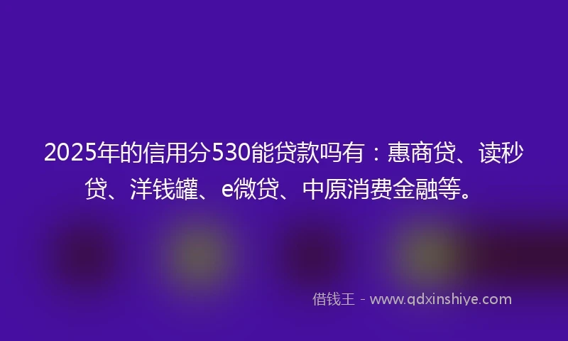 2025年的信用分530能贷款吗有：惠商贷、读秒贷、洋钱罐、e微贷、中原消费金融等。