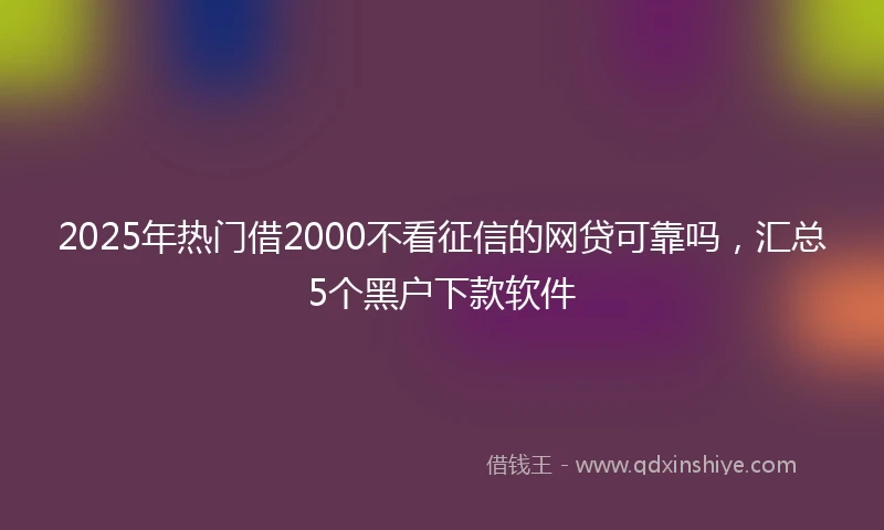 2025年热门借2000不看征信的网贷可靠吗，汇总5个黑户下款软件