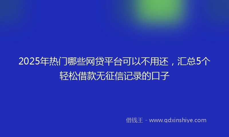 2025年热门哪些网贷平台可以不用还，汇总5个轻松借款无征信记录的口子