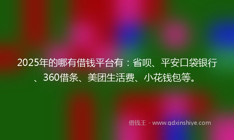 2025年的哪有借钱平台有：省呗、平安口袋银行、360借条、美团生活费、小花钱包等。
