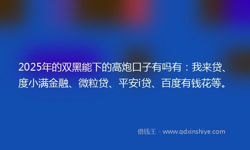 2025年的双黑能下的高炮口子有吗有：我来贷、度小满金融、微粒贷、平安i贷、百度有钱花等。