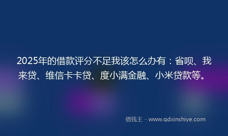 2025年的借款评分不足我该怎么办有：省呗、我来贷、维信卡卡贷、度小满金融、小米贷款等。