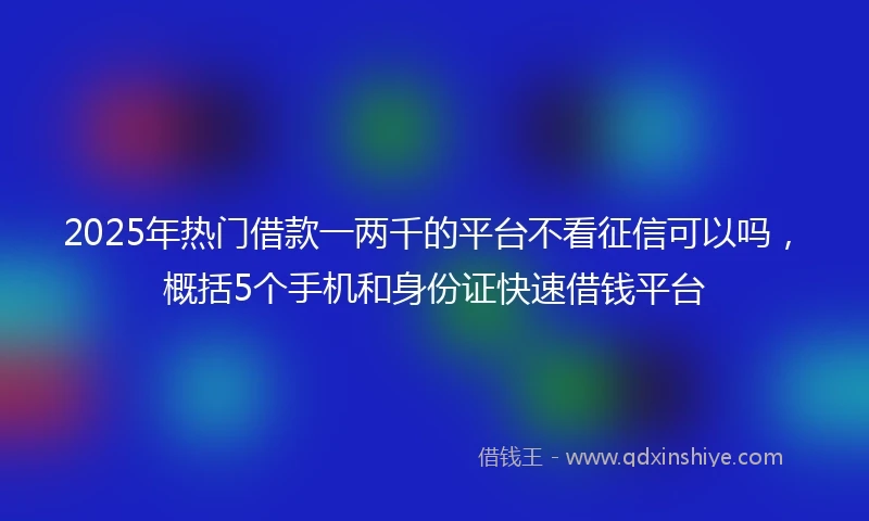 2025年热门借款一两千的平台不看征信可以吗,概括5个手机和身份证快速借钱平台