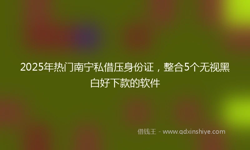 2025年热门南宁私借压身份证，整合5个无视黑白好下款的软件