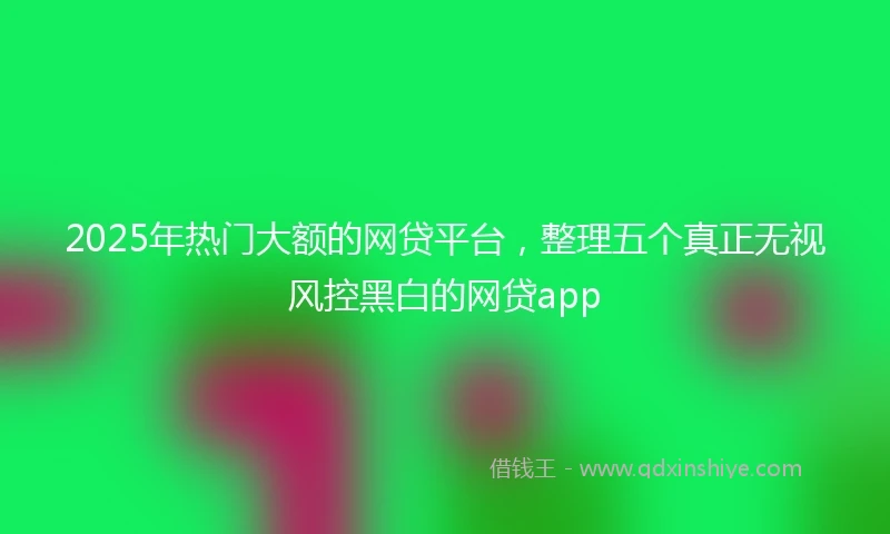 2025年热门大额的网贷平台，整理五个真正无视风控黑白的网贷app