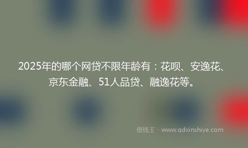 2025年的哪个网贷不限年龄有：花呗、安逸花、京东金融、51人品贷、融逸花等。