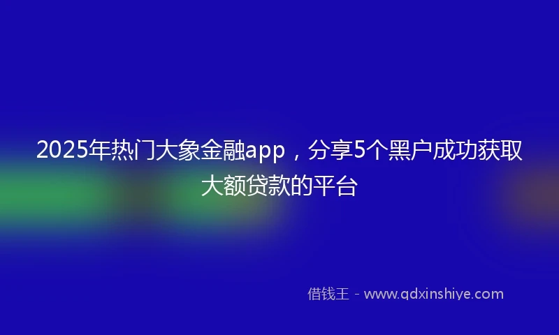 2025年热门大象金融app，分享5个黑户成功获取大额贷款的平台