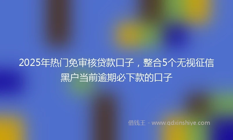 2025年热门免审核贷款口子，整合5个无视征信黑户当前逾期必下款的口子