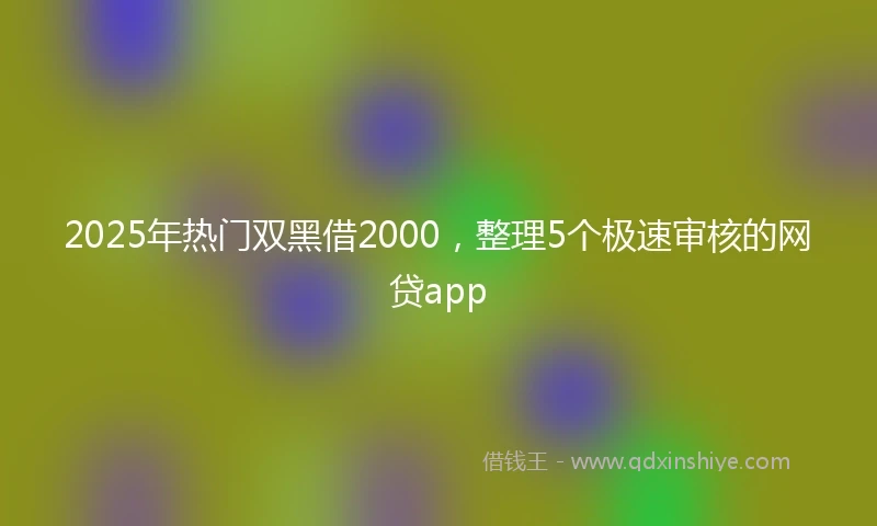 2025年热门双黑借2000，整理5个极速审核的网贷app