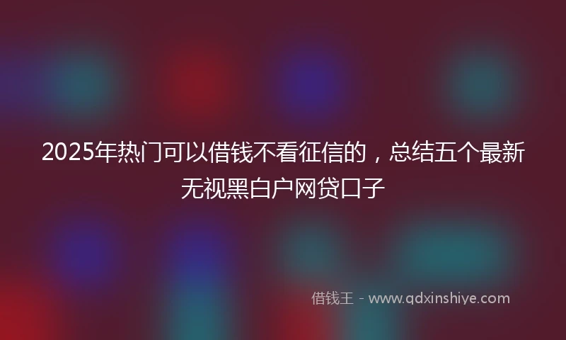 2025年热门可以借钱不看征信的，总结五个最新无视黑白户网贷口子