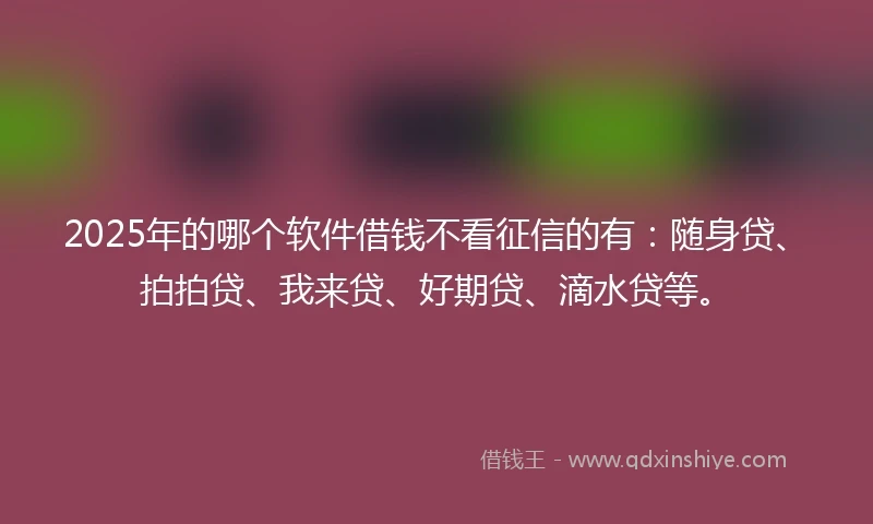 2025年的哪个软件借钱不看征信的有：随身贷、拍拍贷、我来贷、好期贷、滴水贷等。