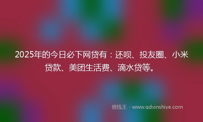 2025年的今日必下网贷有:还呗、投友圈、小米贷款、美团生活费、滴水贷等。