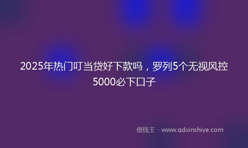 2025年热门叮当贷好下款吗，罗列5个无视风控5000必下口子