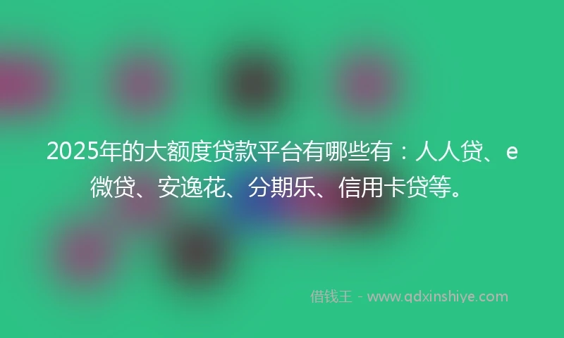 2025年的大额度贷款平台有哪些有：人人贷、e微贷、安逸花、分期乐、信用卡贷等。