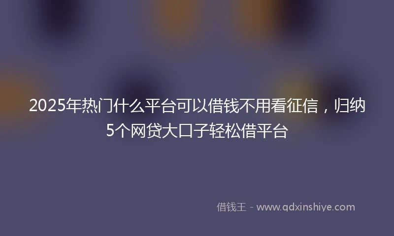 2025年热门什么平台可以借钱不用看征信，归纳5个网贷大口子轻松借平台