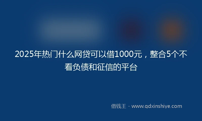 2025年热门什么网贷可以借1000元，整合5个不看负债和征信的平台
