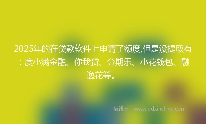 2025年的在贷款软件上申请了额度,但是没提取有：度小满金融、你我贷、分期乐、小花钱包、融逸花等。