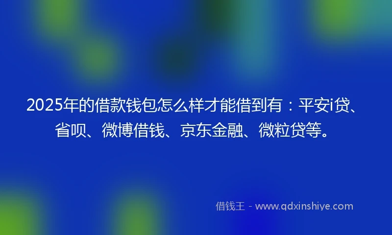 2025年的借款钱包怎么样才能借到有：平安i贷、省呗、微博借钱、京东金融、微粒贷等。