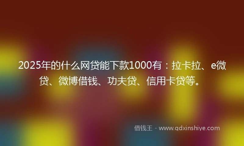 2025年的什么网贷能下款1000有：拉卡拉、e微贷、微博借钱、功夫贷、信用卡贷等。