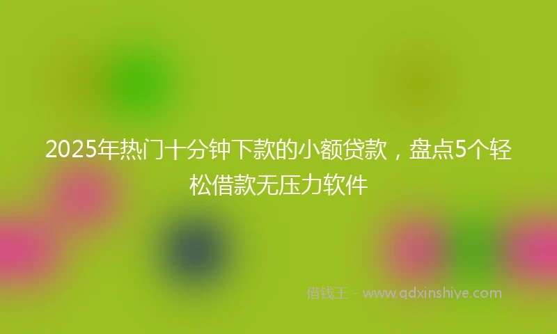 2025年热门十分钟下款的小额贷款，盘点5个轻松借款无压力软件