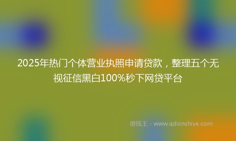 2025年热门个体营业执照申请贷款，整理五个无视征信黑白100%秒下网贷平台