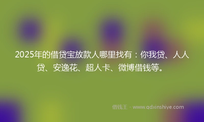 2025年的借贷宝放款人哪里找有：你我贷、人人贷、安逸花、超人卡、微博借钱等。