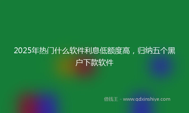 2025年热门什么软件利息低额度高，归纳五个黑户下款软件
